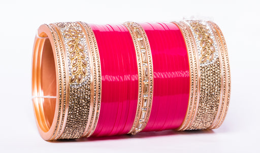 Bridal Chura for Women (Red & Golden) with golden leaf like stones (Reverse VR- Article No. 33)