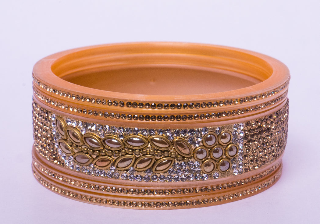 Bridal Chura for Women (Red & Golden) with golden leaf like stones (Reverse VR- Article No. 33)