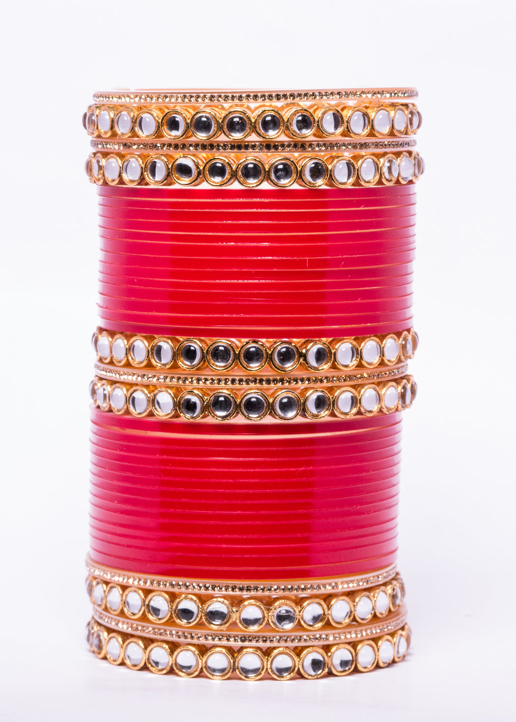 Bridal Chura for Women (Red & Golden) with circular mirror stones (Reverse VR- Article No. 12)