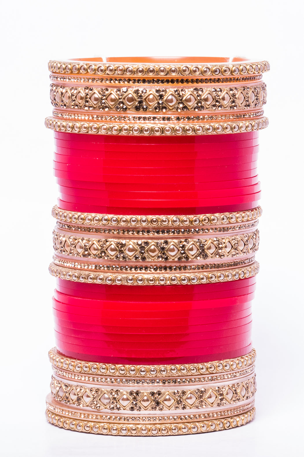 Bridal Chura for Women (Red & Golden) with spherical stones (Reverse VR- Article No. 16)