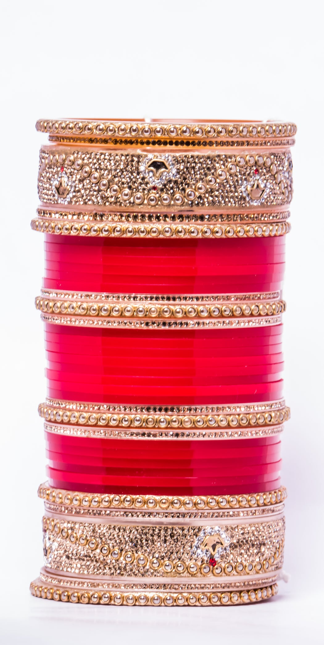 Bridal Chura for Women (Red & Golden) with spherical stones (Reverse VR- Article No. 24)