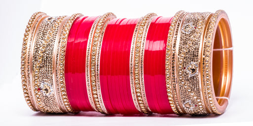 Bridal Chura for Women (Red & Golden) with spherical stones (Reverse VR- Article No. 24)