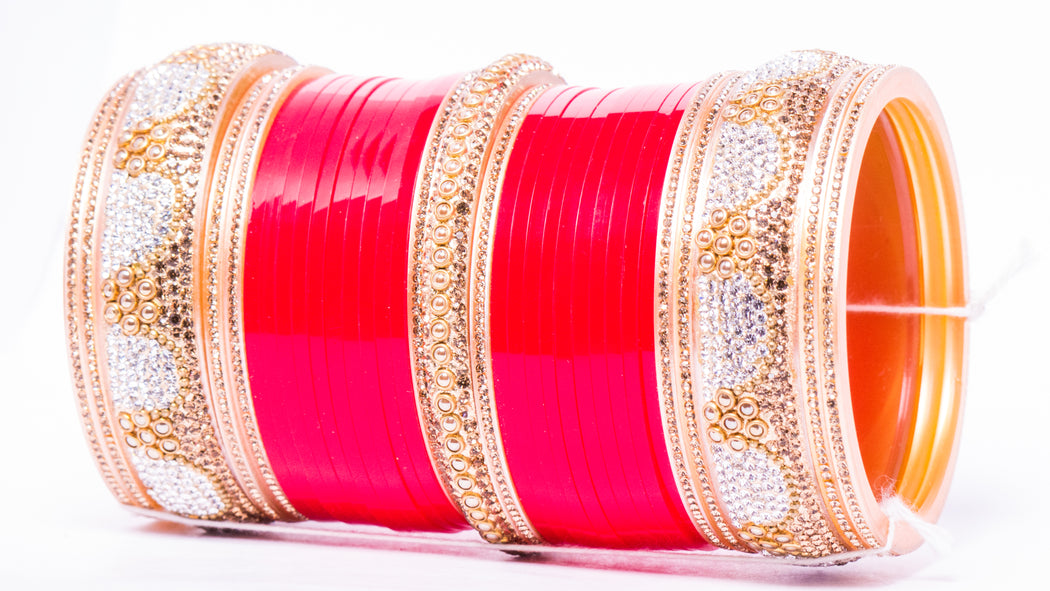 Bridal Chura For Women (Red & Golden) with Reverse AR- Article No. 1