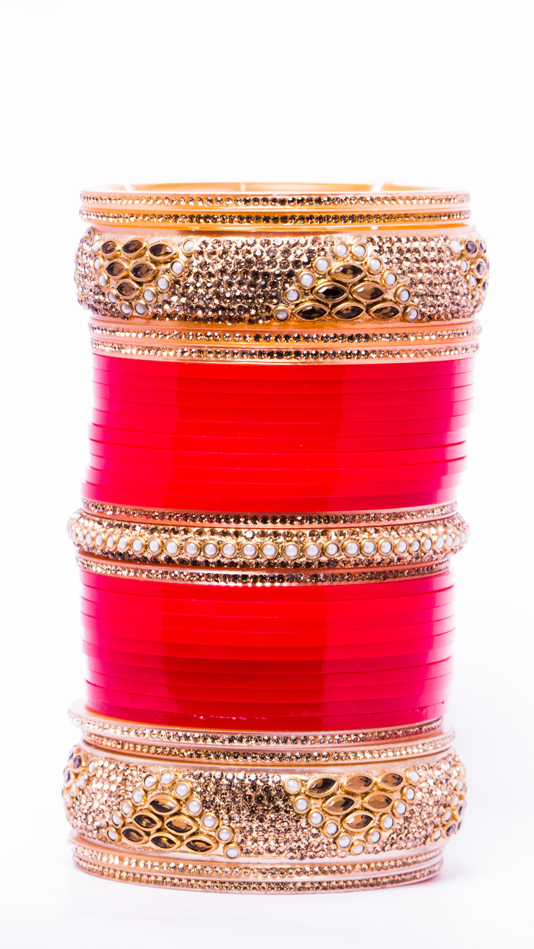 Tamanna Collection Bridal Chura for Women (Red & Golden) with eye design stones (Reverse AR- Article No. 4)