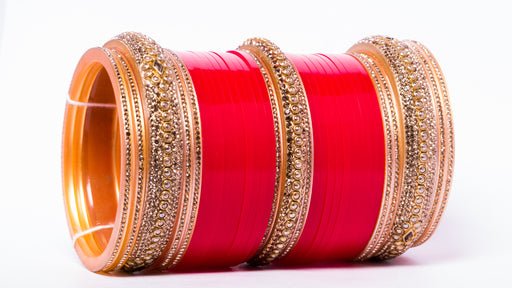 Bridal Chura for Women (Red & Golden) with spherical stones (Reverse AR- Article No. 6)