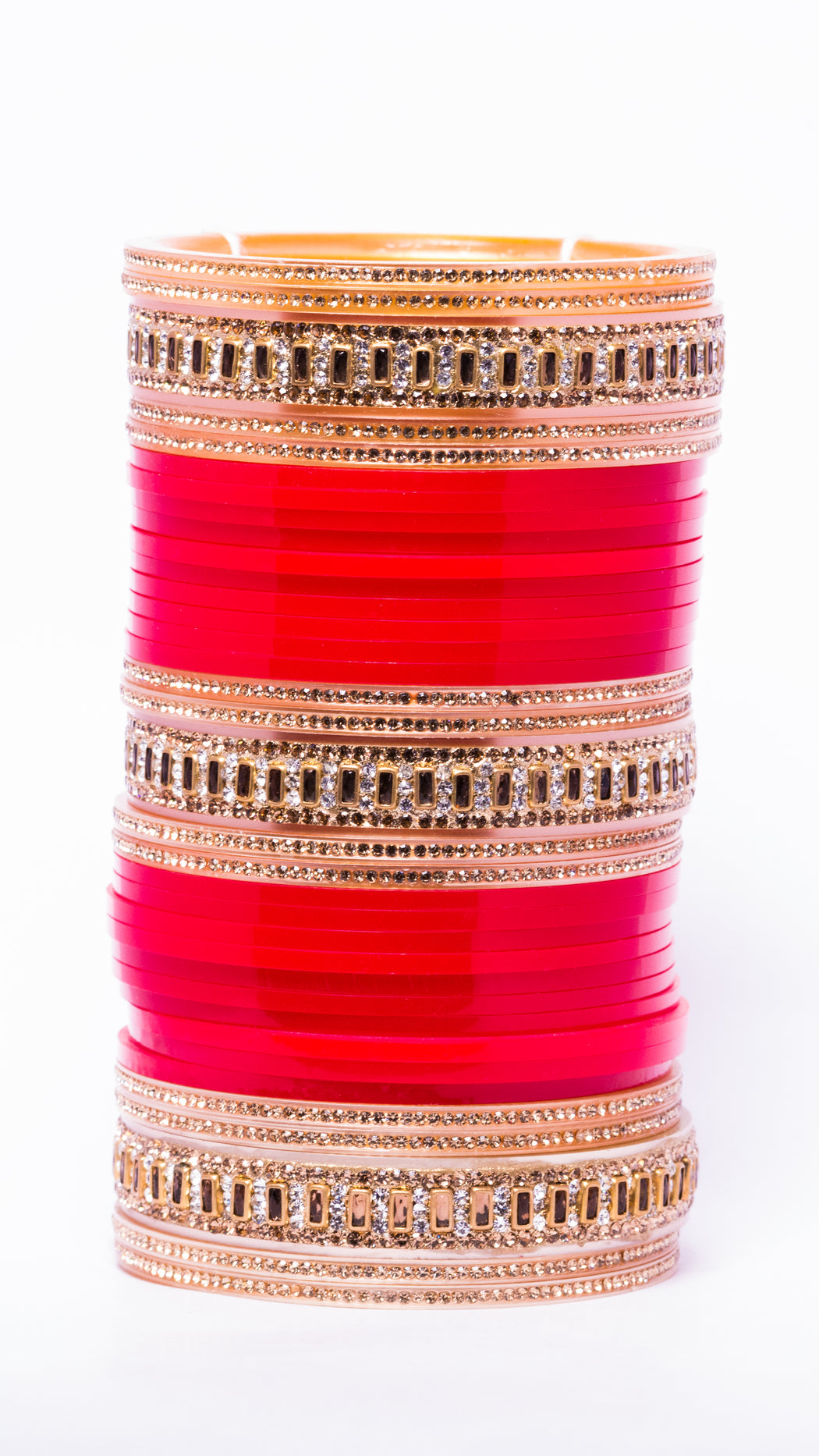 Bridal Chura for Women (Red & Golden) with brick design stones (Reverse AR- Article No. 7)