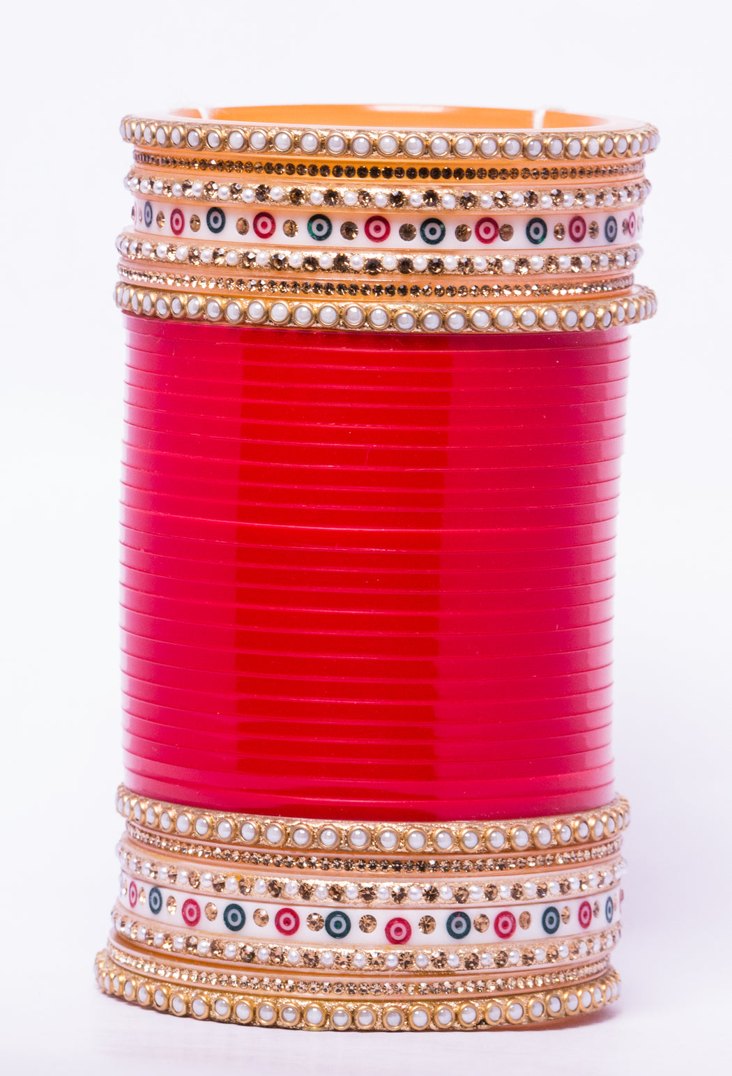 Bridal Chura for Women (Red, White & Golden) with white bangles design (Reverse AR- Article No. 8)