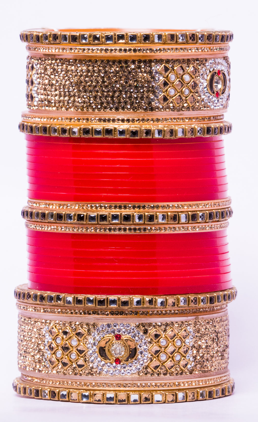 Bridal Chura for Women (Red & Golden) with designer stones (Reverse VR- Article No. 26)