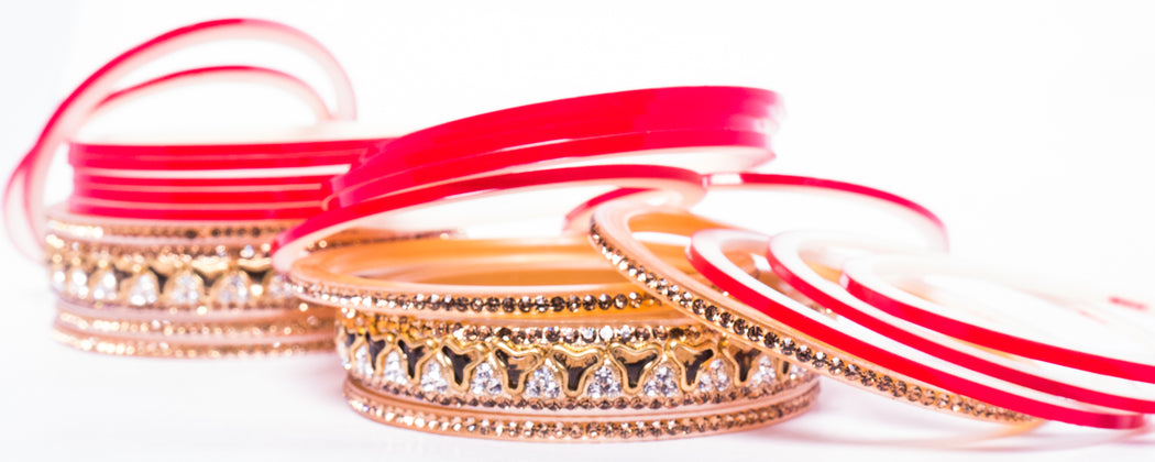 Bridal Chura for Women (Red & Golden) with boomerang like stones (Reverse VR- Article No. 20)