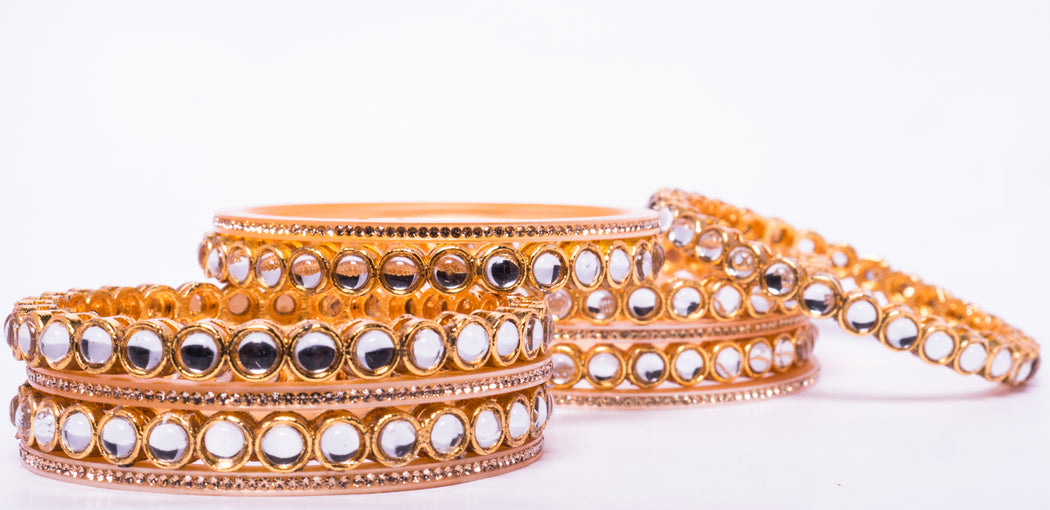 Bridal Chura for Women (Red & Golden) with circular mirror stones (Reverse VR- Article No. 12)