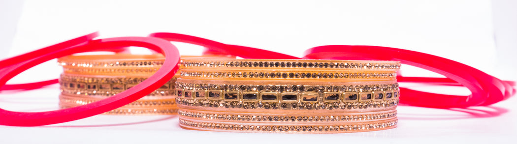 Bridal Chura for Women (Red & Golden) with rectangular stones (Reverse VR- Article No. 30)